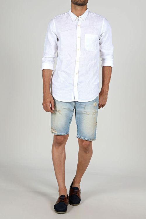 Camisa blanca de lino para hombre