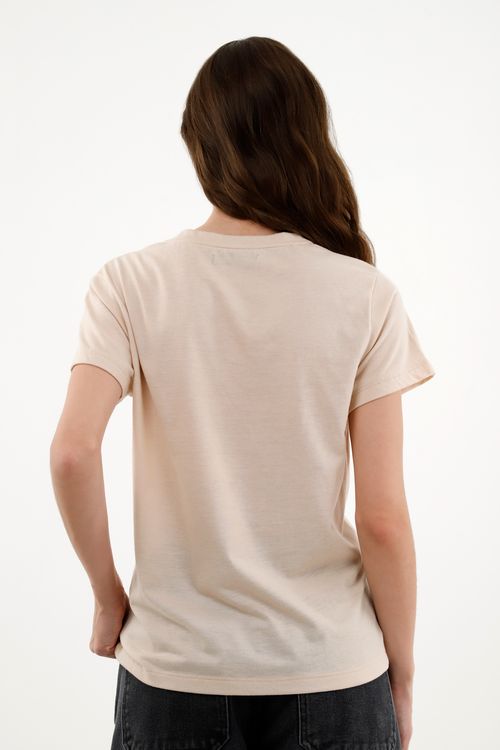 Camiseta crudo estampada en frente para mujer
