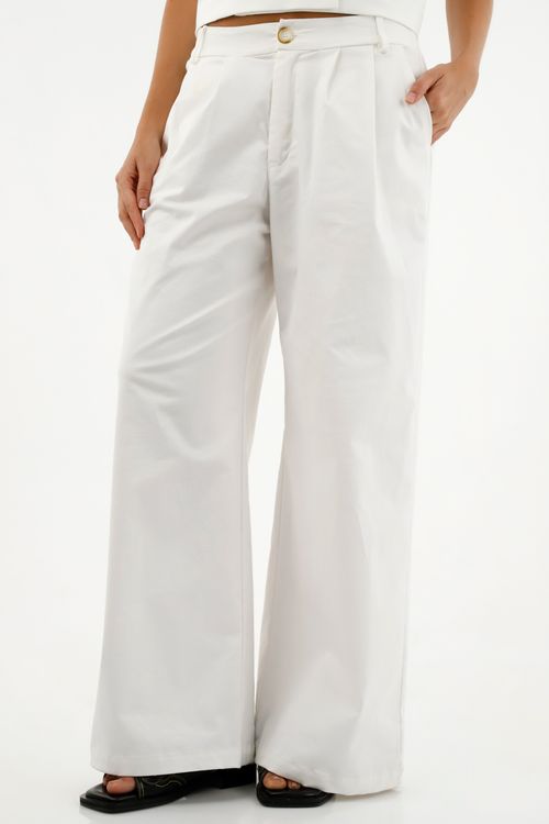 Pantalón blanco de silueta clásica para mujer