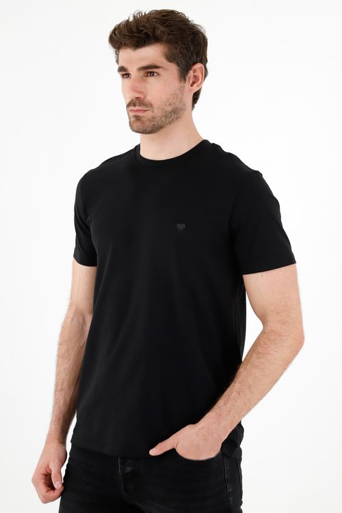 Camiseta negra cuello redondo para hombre