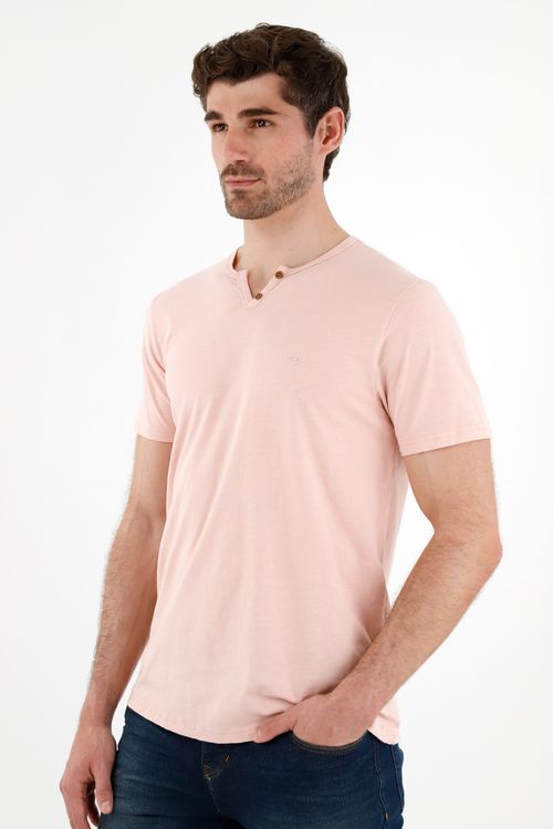 Camiseta rosado manga corta para hombre
