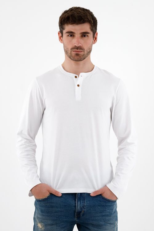 Camiseta blanca manga larga para hombre